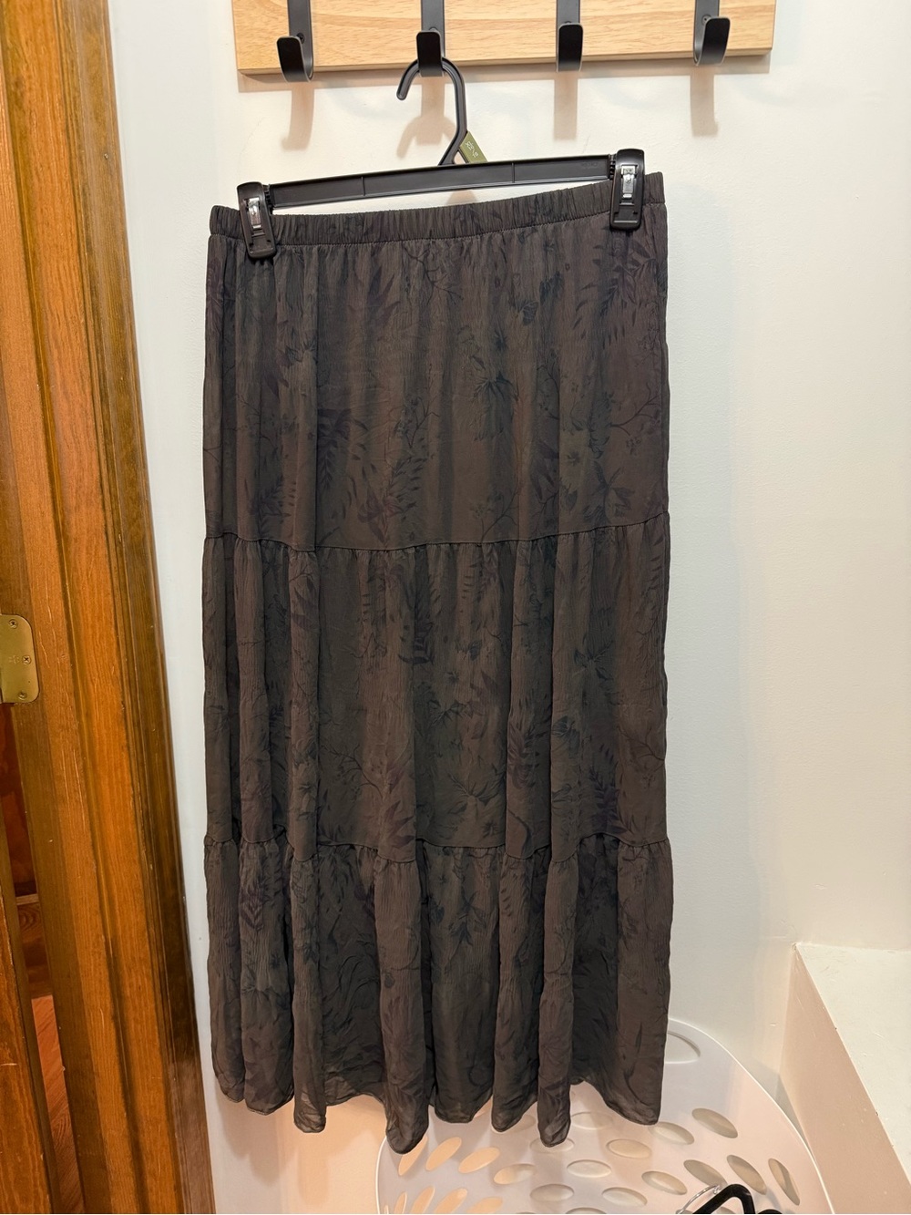 Women’s Floral Gray Tiered Maxi Skirt - Classic Boho Style